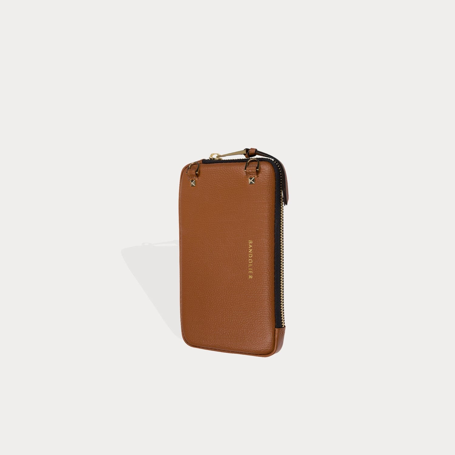 Pebble Leather Expanded Zip Pouch - Sienna/Gold