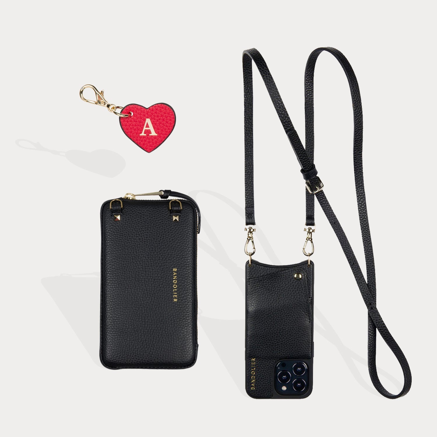 Tote Bag and Mini Heart Pouch Set - Black/Gold – Bandolier