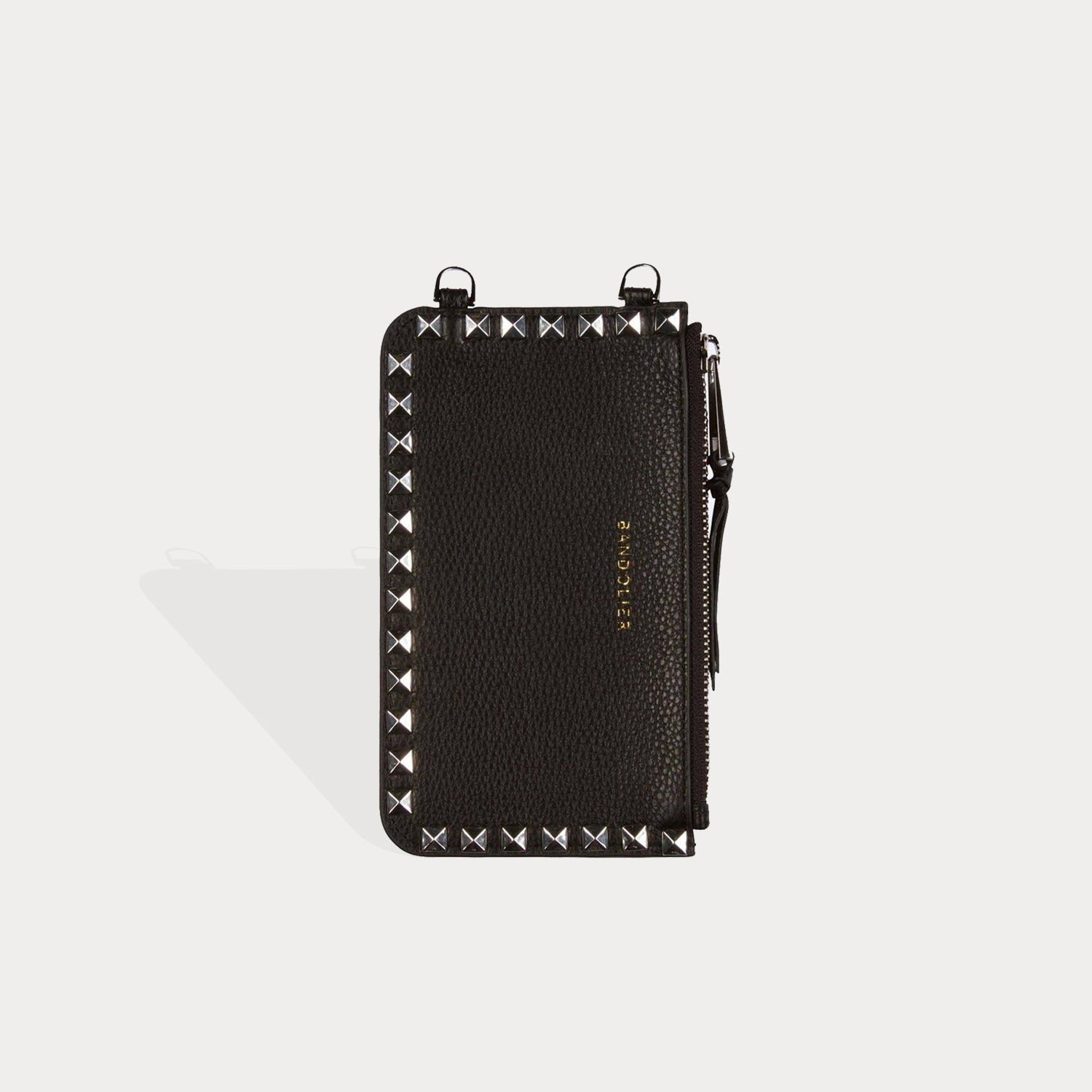 Classic Pebble Leather Zip Pouch - Black/Silver – Bandolier