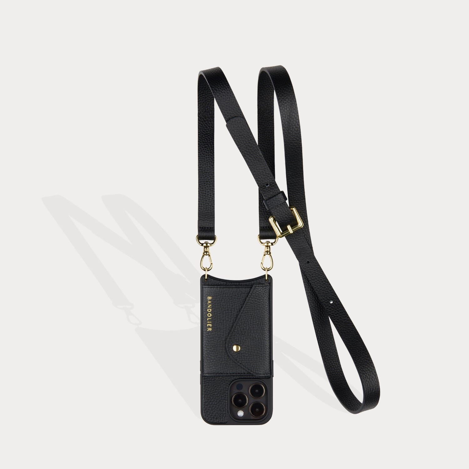 Emma Bandolet Strap in Black/Gold | Genuine Leather | Bandolier Style