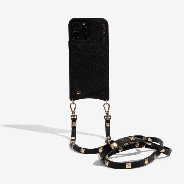 Sarah Pebble Leather Bandolier Black/Gold