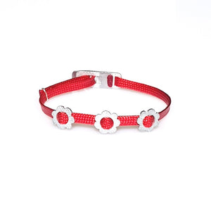 ZESTY Waxed Ribbon Bracelet Flowers - Red - No Memo
