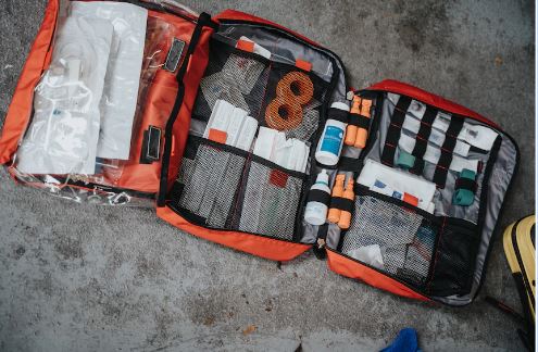 Medical kit open showing the content. 