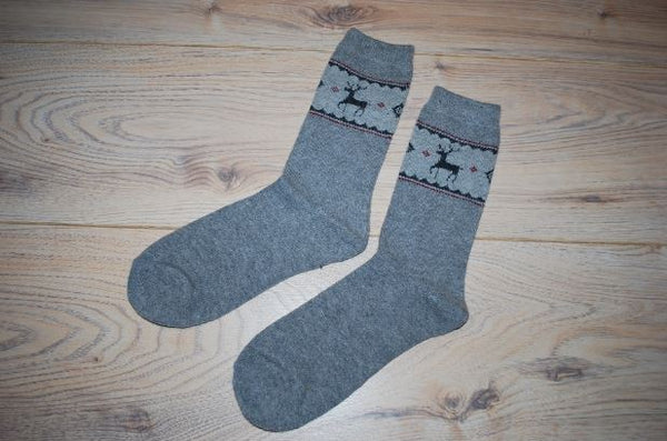 warm woollen socks with stags. 