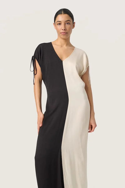 black white blocking slcevina dress 2