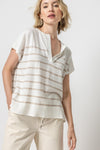 Petite Striped Print Sweater Linen Tunic