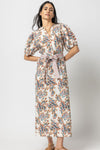 Spring Belted General Print Maxi Dress