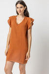 V-neck Above the Knee Flutter Sleeves Beach Dress/Cover Up