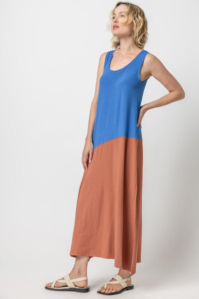 Colorblocking Sleeveless Tank Jersey Maxi Dress