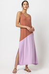 Jersey Sleeveless Tank Colorblocking Maxi Dress