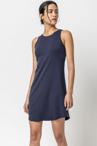 Ribbed Fitted High-Neck Knit Above the Knee Dress