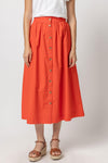 Button Front Long Skirt - Poppy / X-small - Lilla P