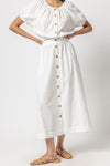 Button Front Long Skirt - White / X-small - Lilla P