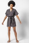 Summer Elasticized Waistline Cotton Belted Dress