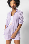 Button Front Long Sleeves Cotton Tunic