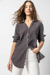 Long Sleeves Cotton Button Front Tunic