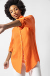 Long Sleeves Button Front Cotton Tunic
