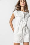 Drawstring Cotton Short Sleeves Sleeves Romper