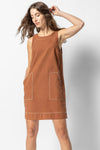 Above the Knee Shift Cotton High-Neck Dress