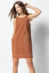 Shift Cotton Above the Knee High-Neck Dress