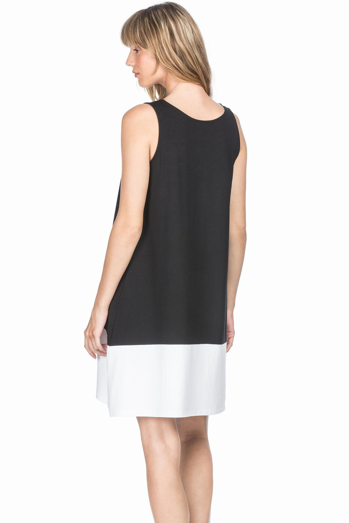 black and white color block dress