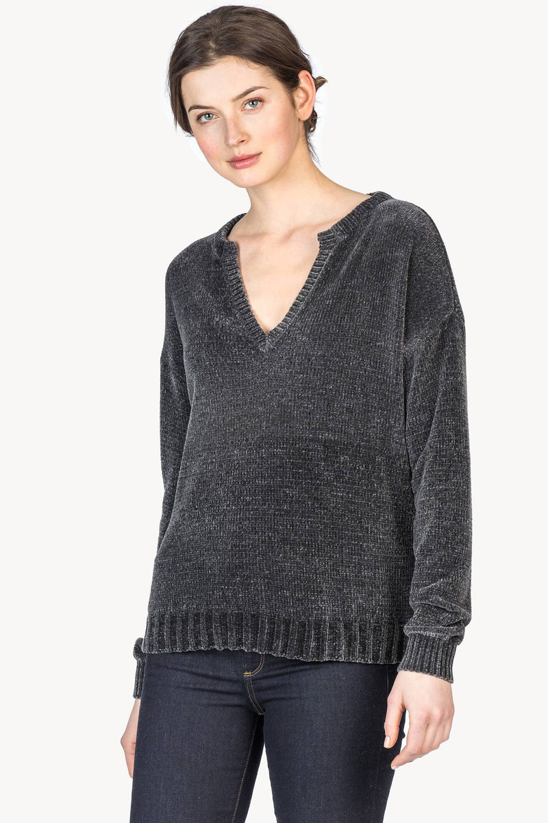 Long Sleeve Split Neck Sweater | 100% Polyester Split Neck Sweater