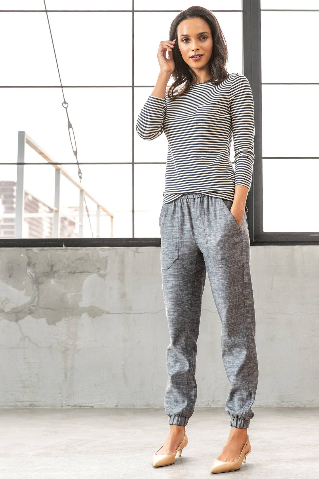 womens chambray joggers