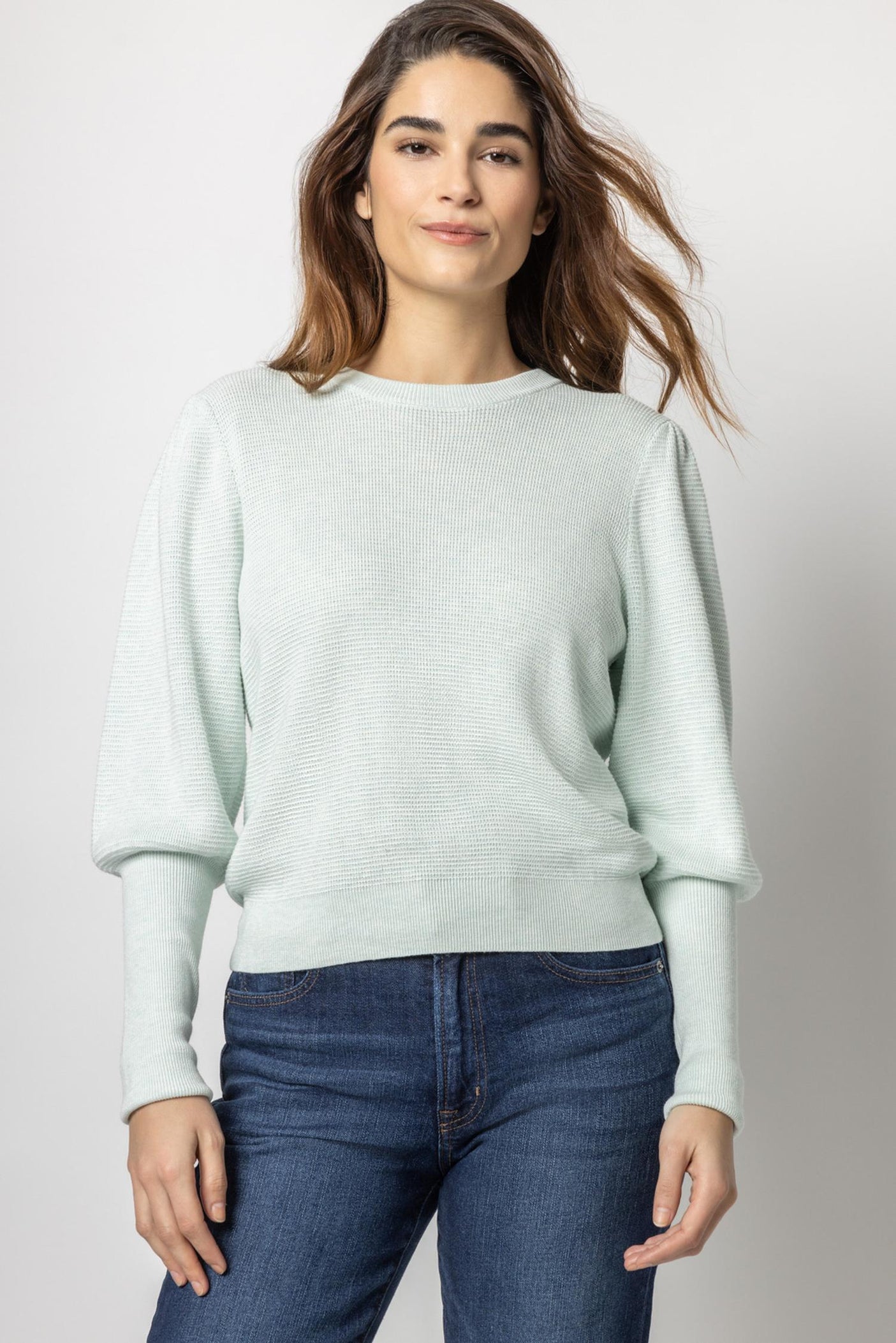 Puff Sleeve Crewneck Sweater