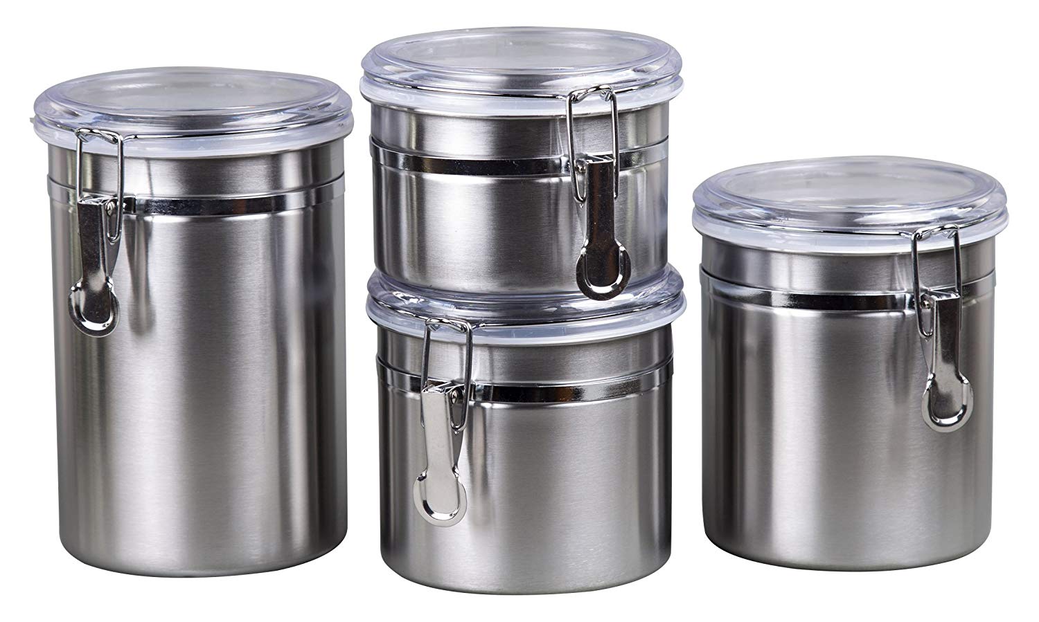 3-Piece Acrylic Canister Set with Airtight Clamp Lids, Food