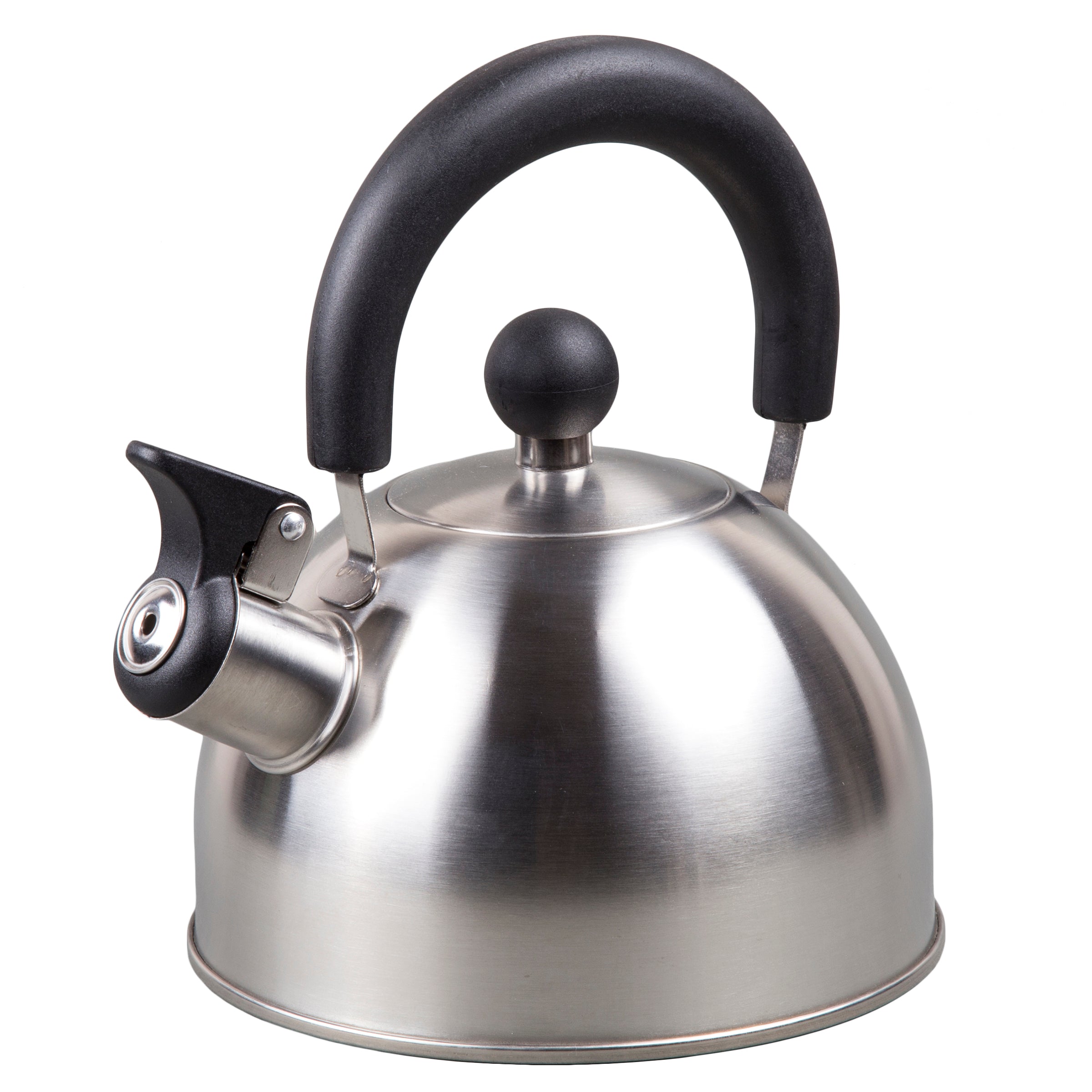 Creative Home 2.3 qt. Stainless Steel Whistling Tea Kettle Teapot with Ergonomic Wood Rubber Touching Handle, Satin Finish 11268