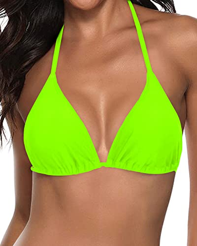 Neon Green Stiped Print Stretchy Bikini Push Underwire V - Temu