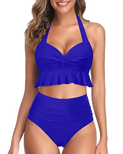 Extremely Sexy Unique Y Back Swimsuits Royal Blue High Waisted Bikini Sets  for Women, Floral Printed Bottom Swimwear Two Piece Tummy Control Bathing  Suits - China Sexy Bikini Beach and Royal Blue