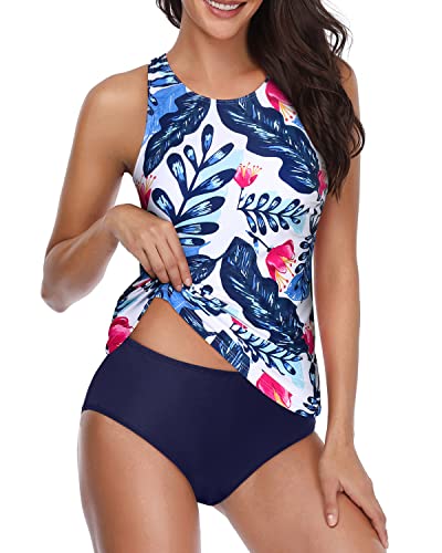 Cute Halter Two Piece Tankini Swimsuits High Neck And Shorts-Red Flora –  Tempt Me
