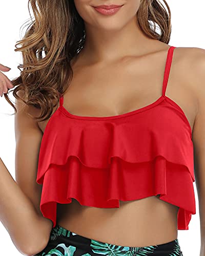 Tempt Me Ruffled Bikini Top Flounce Swim Top Falbala Swimsuit Tank