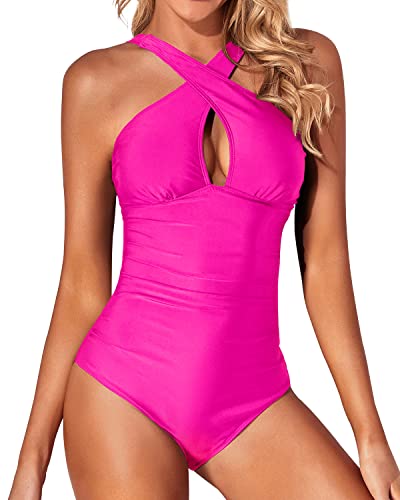 Pink Wind Women's Tummy Control One Piece Monokini Swimsuit High Cut  Slimming Vintag Bathing Suits Deep Blue XL - ShopStyle