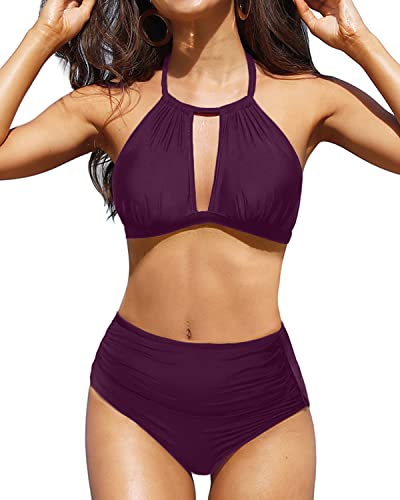 Sexy High Waist Halter Top Bikini Set