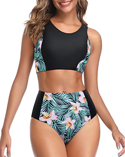 Swimsuits for Women Two Piece Bathing Suits Bra Top with High