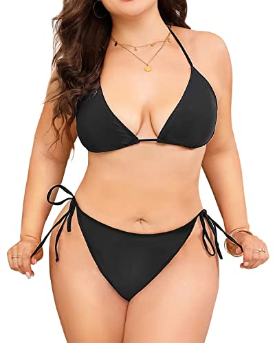Women's Plus Size 3 Pieces Printed Bikini Set Triangle Halter Bikini  Bathing Suit with Mesh Cover Up Swimsuit
