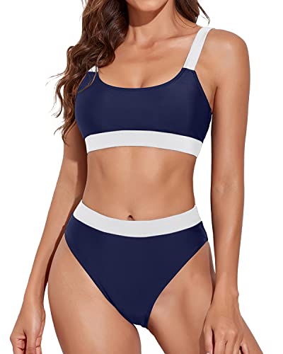 Tempt Me Women Two Piece Scoop Neck Bikini Crop Top Swimsuit Sporty High  Waisted Bathing Suit, Black, Large : : Clothing, Shoes &  Accessories