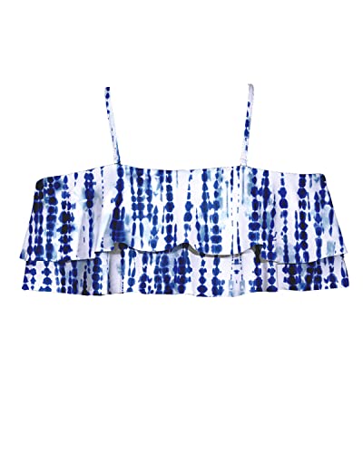 Chic Tiered Flounce Swimsuit Top For Women-Blue Tie Dye – Tempt Me