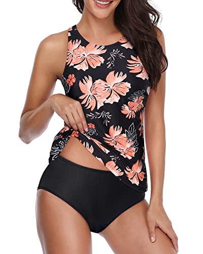 Cute Halter Two Piece Tankini Swimsuits High Neck And Shorts-Red Flora –  Tempt Me