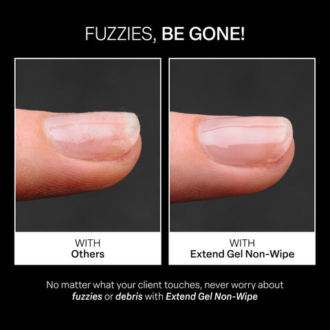 No fuzzies sticking to nail with Extend Gel Non-Wipe