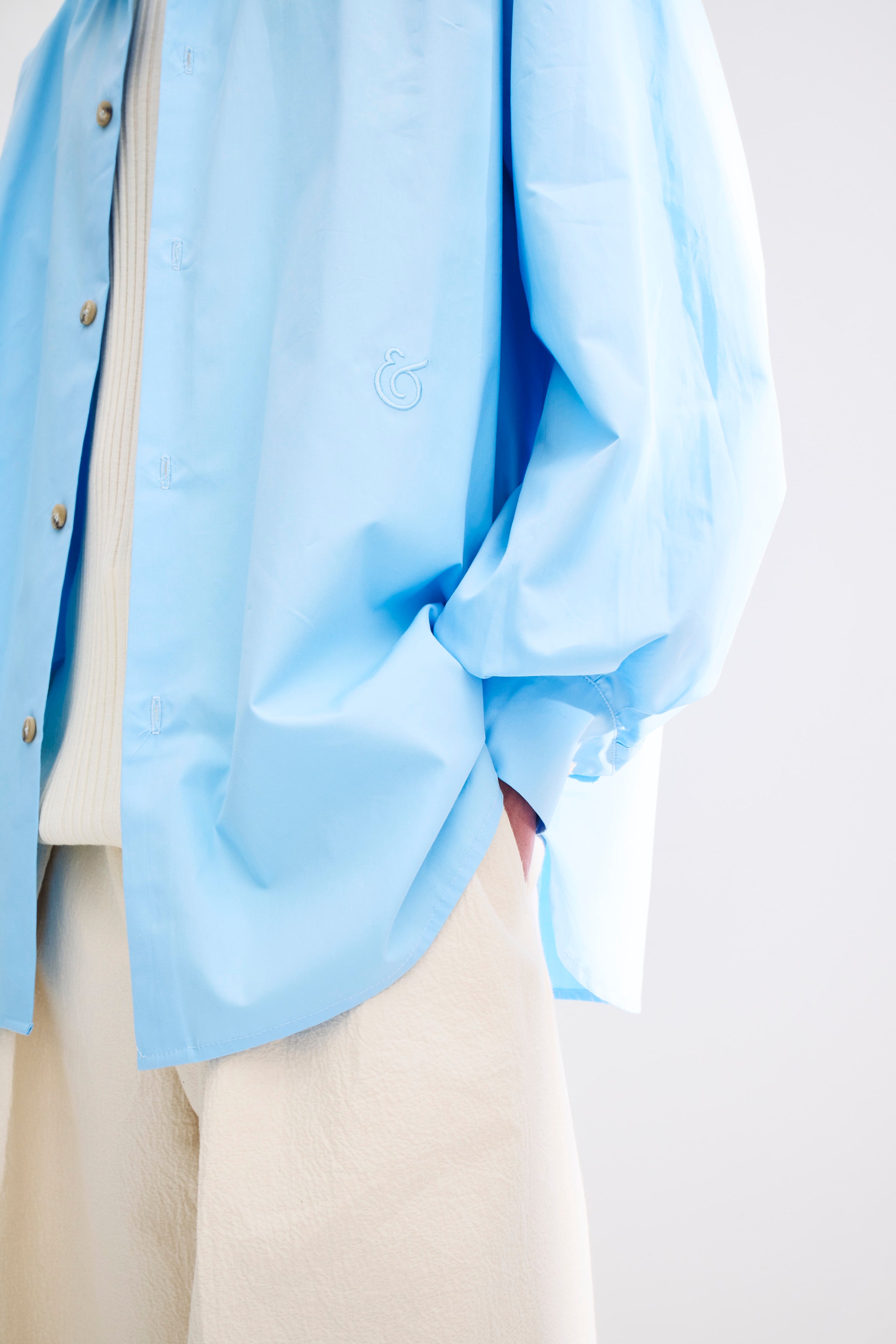 Pleat-Sleeve Oversized Shirt