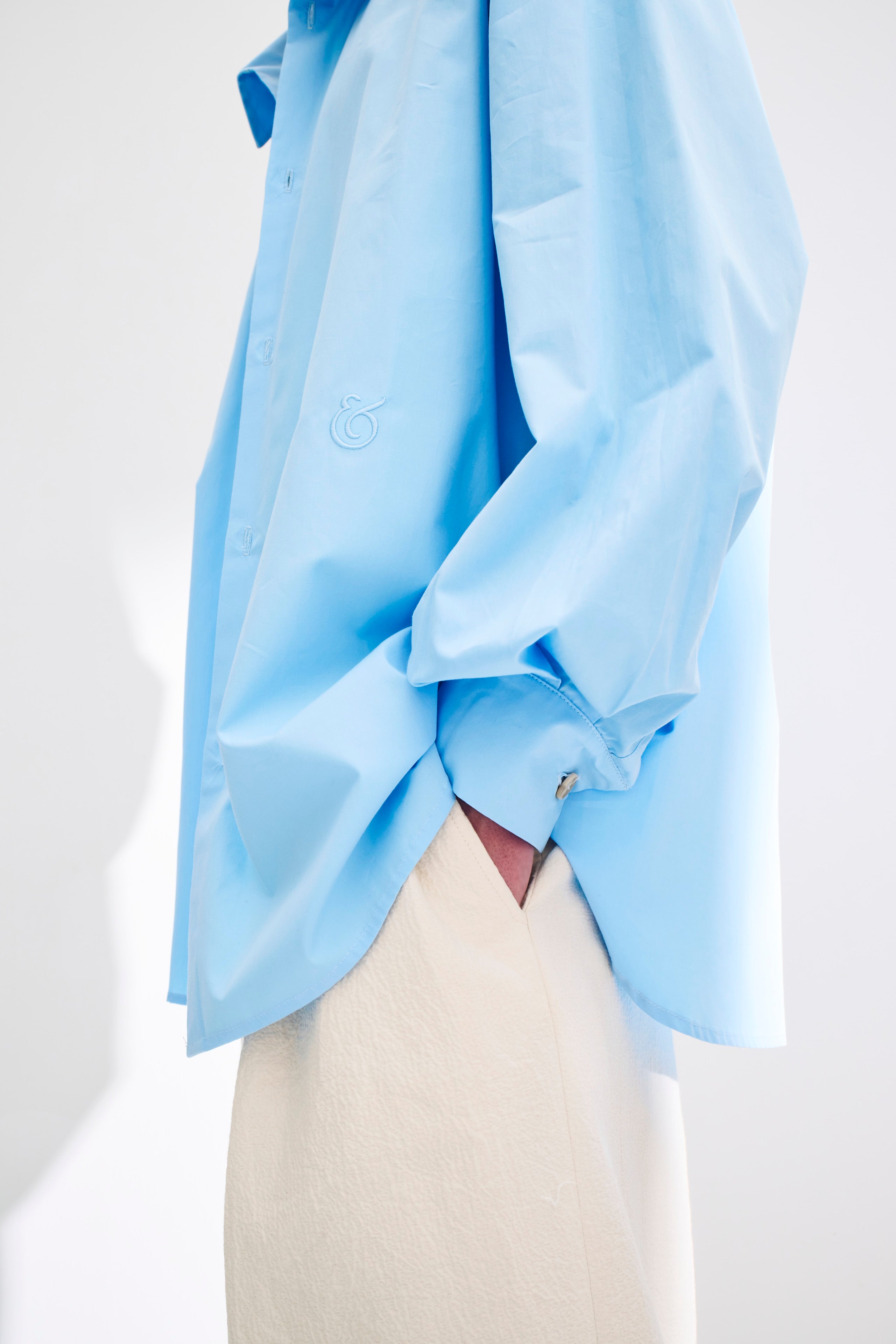 Pleat-Sleeve Oversized Shirt