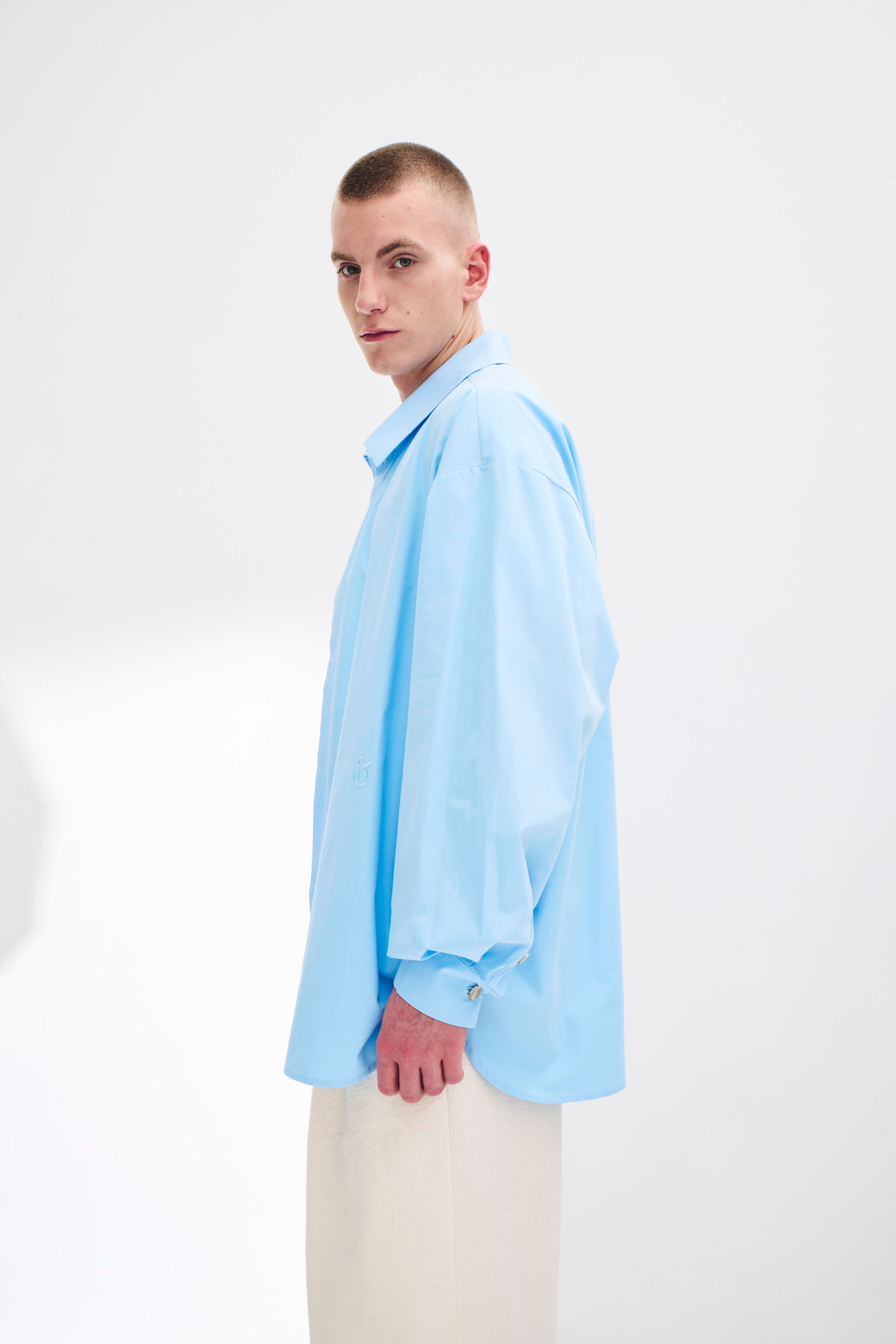 Pleat-Sleeve Oversized Shirt