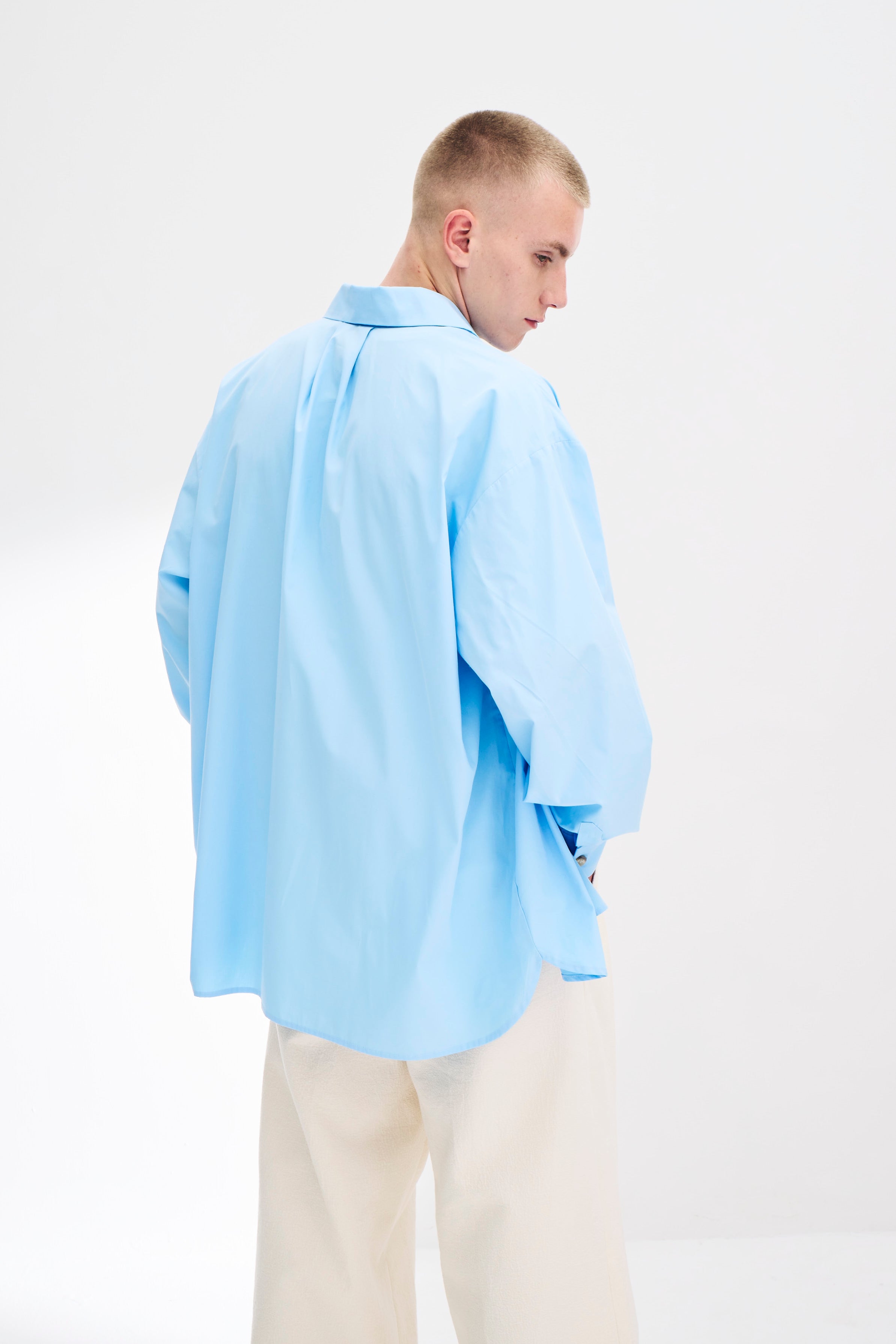 Pleat-Sleeve Oversized Shirt