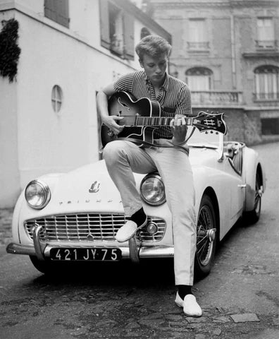 Johnny Hallyday et sa Triumph TR 3