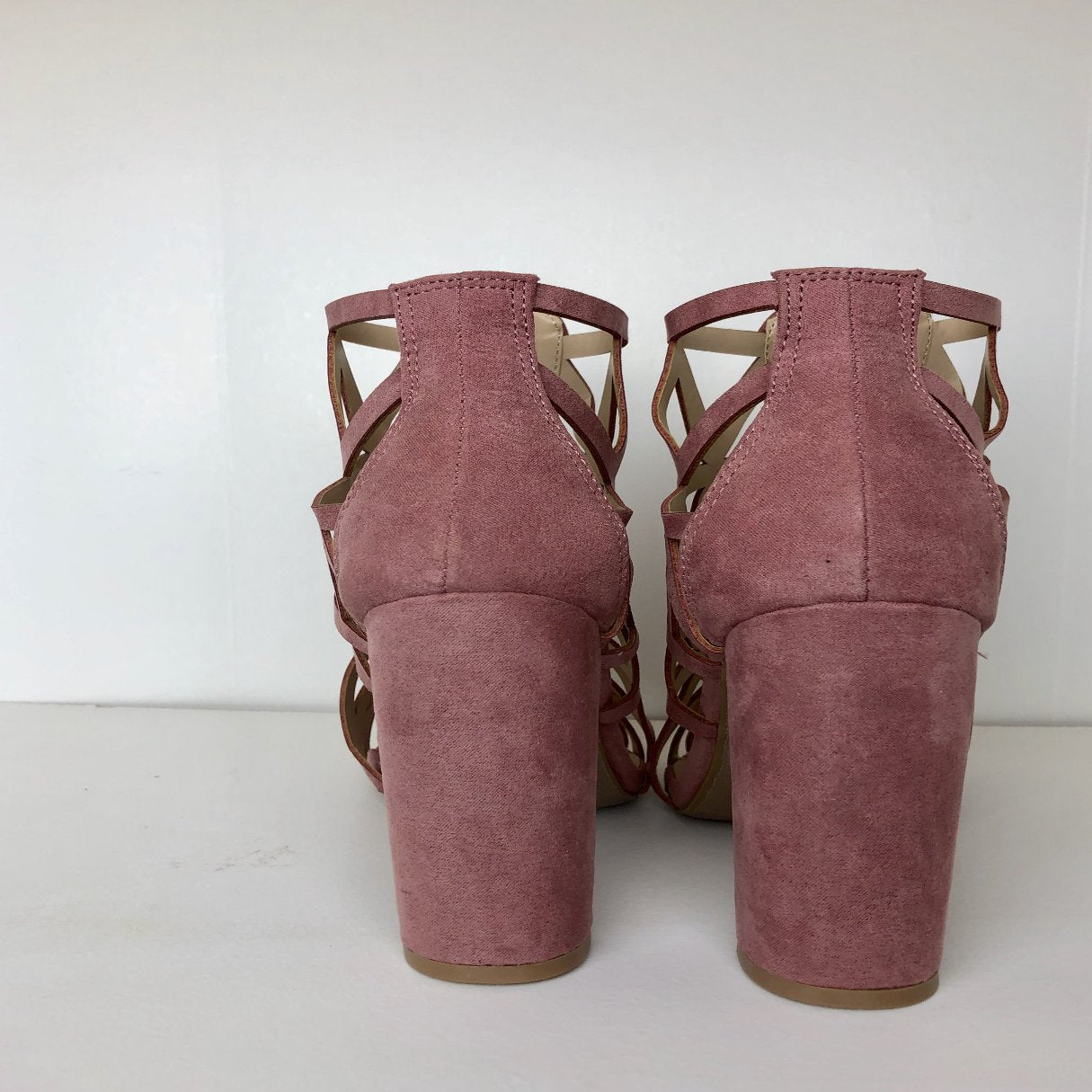 mauve block heel