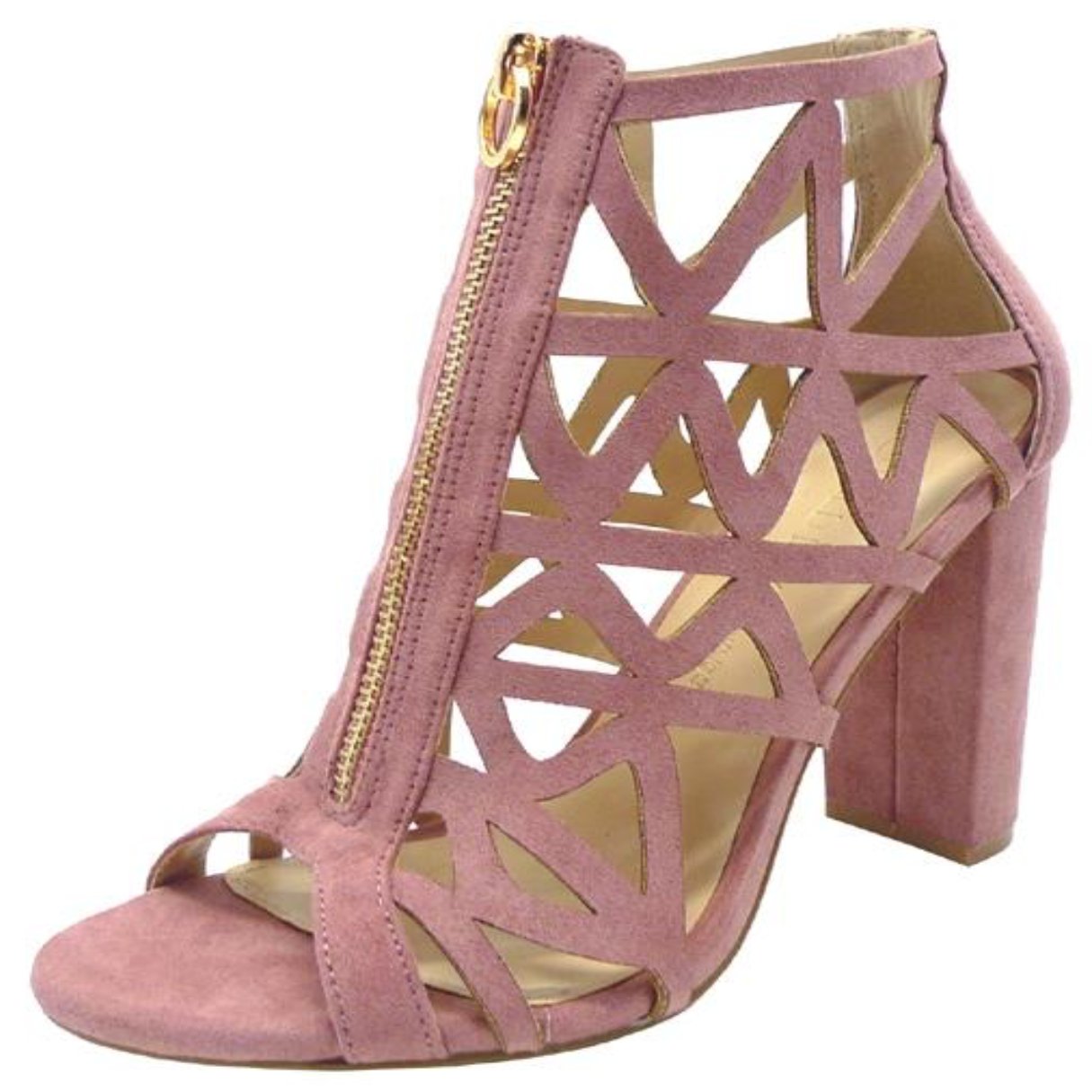 Pink Nude Peep Toe Bridge Cage Block 