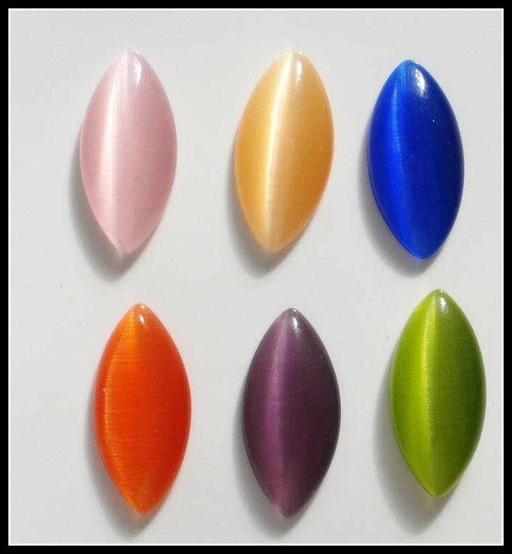 Glass Marquise Synthetic Cat's Eye Cabochons